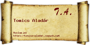 Tomics Aladár névjegykártya